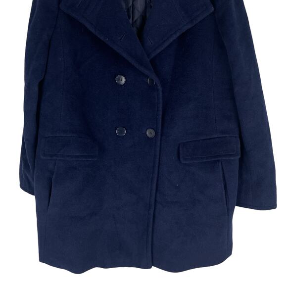 Talbots Wool Alpaca Blend Double Breasted Coat Navy Blue Size 16 - Picture 5 of 10
